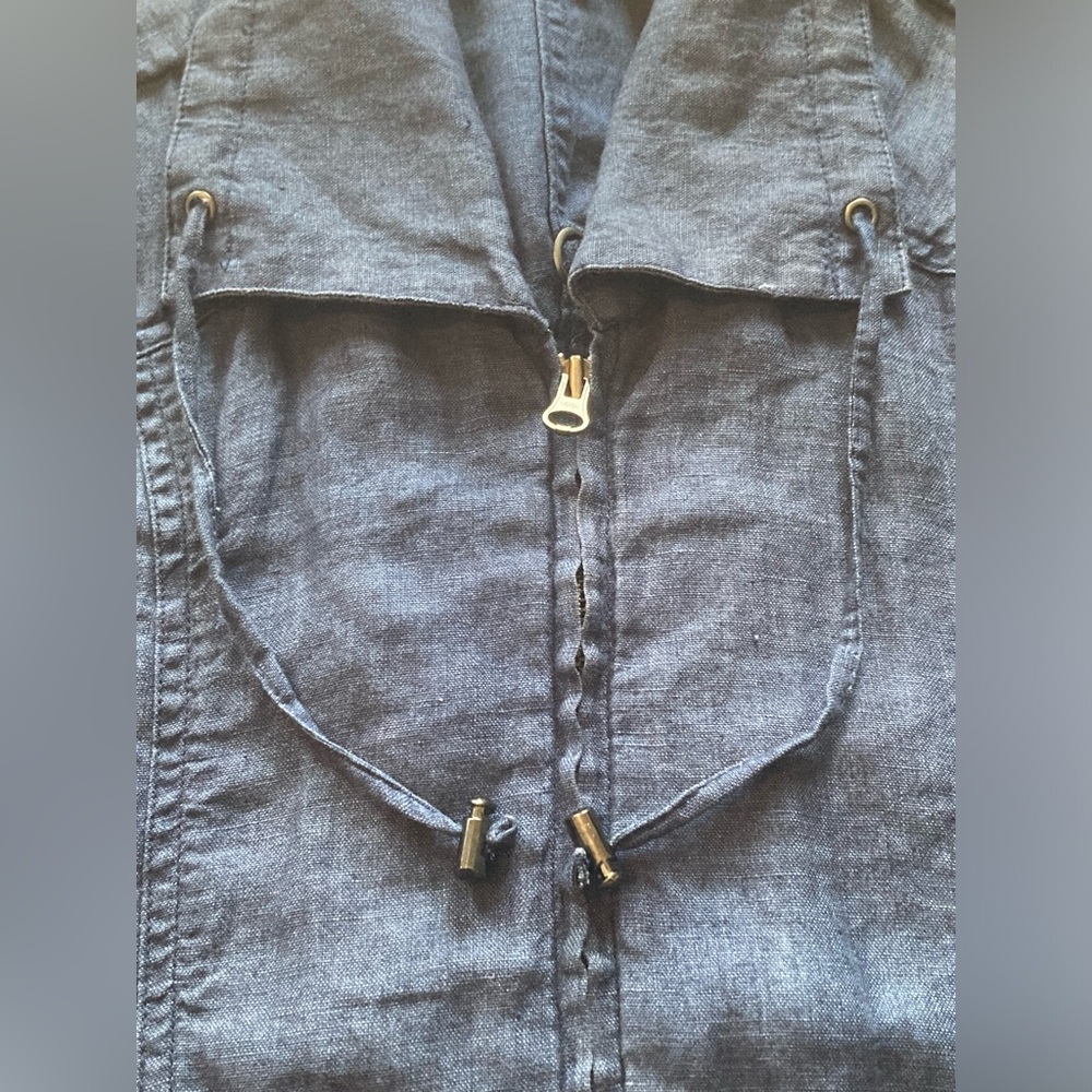 Chico’s 100% Linen blue Zip Up Jacket. Size Large. - Picture 7 of 12